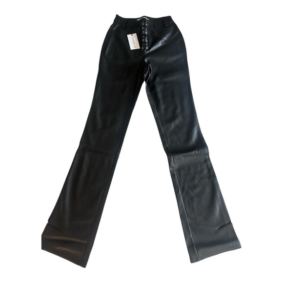 WeWoreWhat lace up Black Straight faux leather pants - Picture 4 of 6